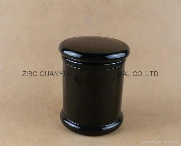 black glass candle jar,12oz metro jar