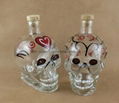 handpaint skull glass bottle with crok