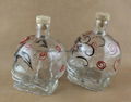 handpaint skull glass bottle with crok,skull glass bottle