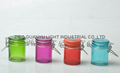 colored mini glass jar with clip top,40ml