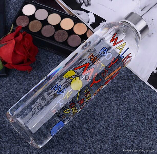 sublimation glass bottle with ss lid,sport glass bottle 3