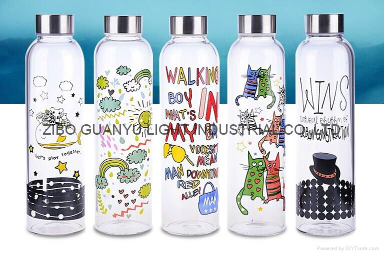 sublimation glass bottle with ss lid,sport glass bottle 2