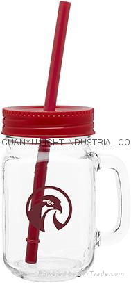 16oz drinking glass mason mug with color lid and straw 4