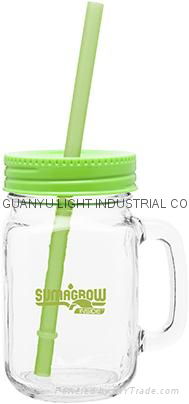 16oz drinking glass mason mug with color lid and straw 5
