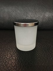 frosted glass candle holder with metal lid