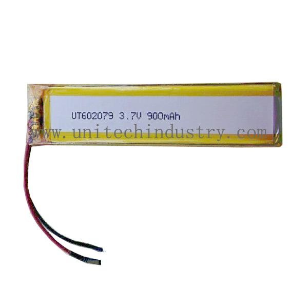 Li-polymer battery pack 602079 3.7V 900mAh lithium battery