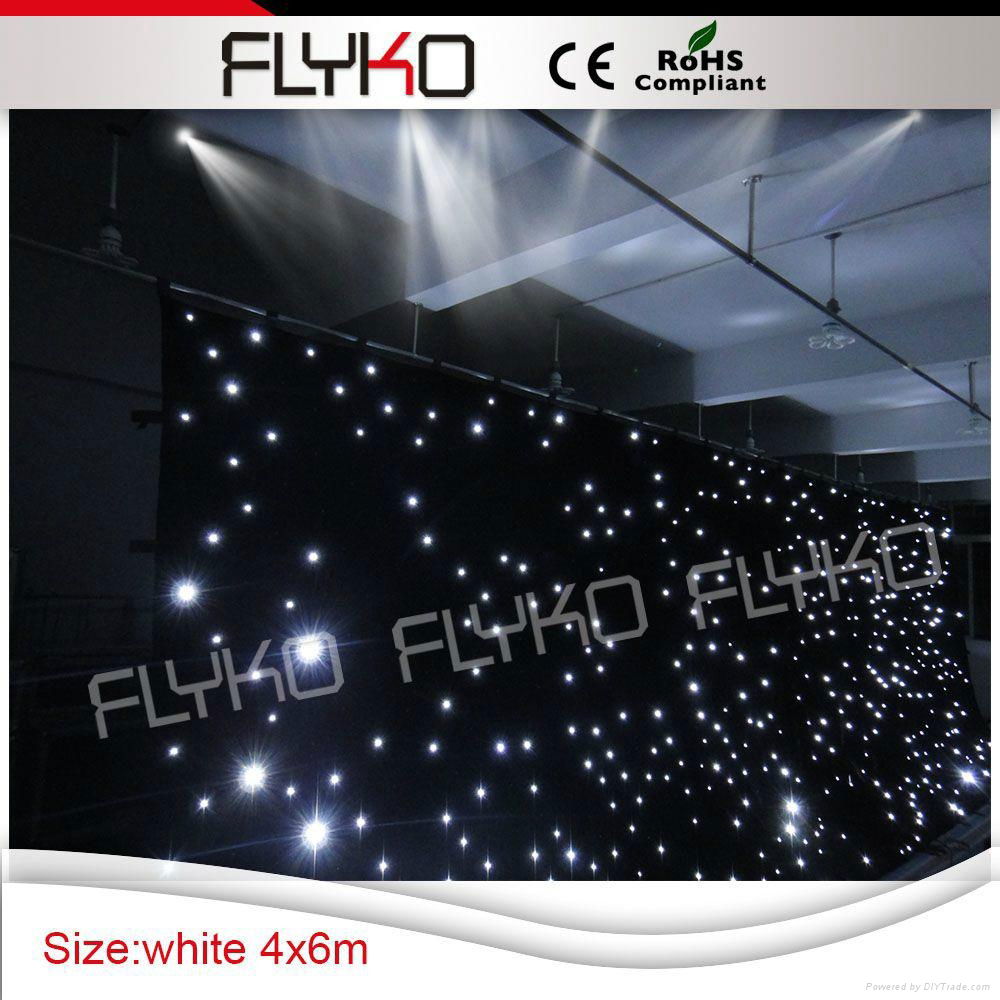 Flyko stage free shipping fireproof cloth led white star cloth 4