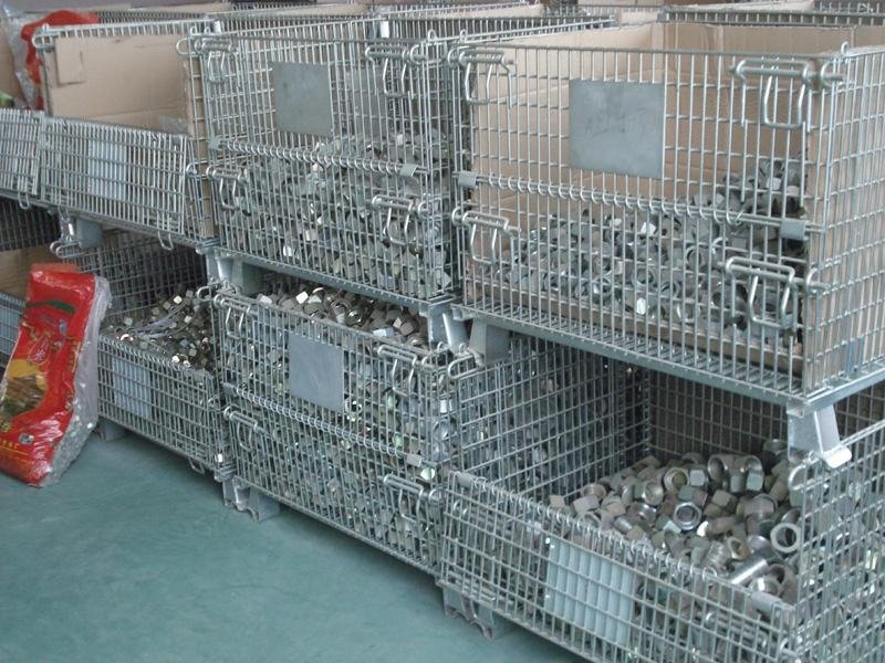Folding metal storage boxes galvanized cages wire mesh boxes 4