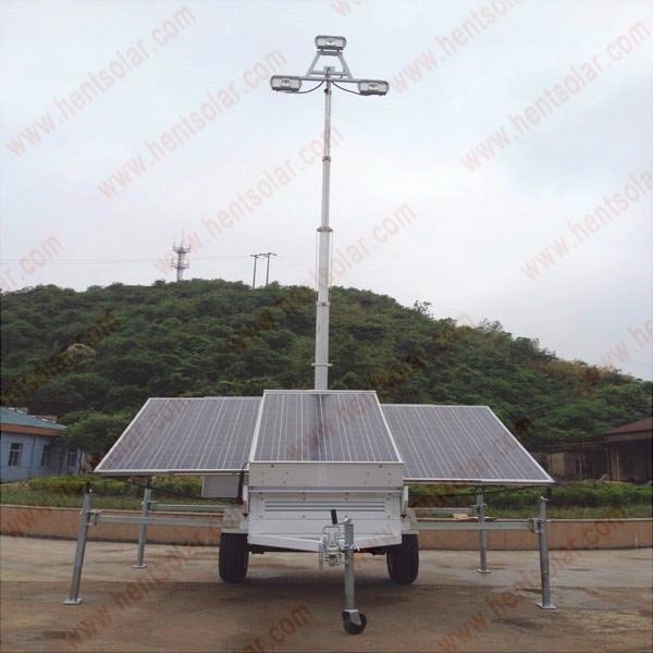 Mobile solar light tower with 1KW inverter