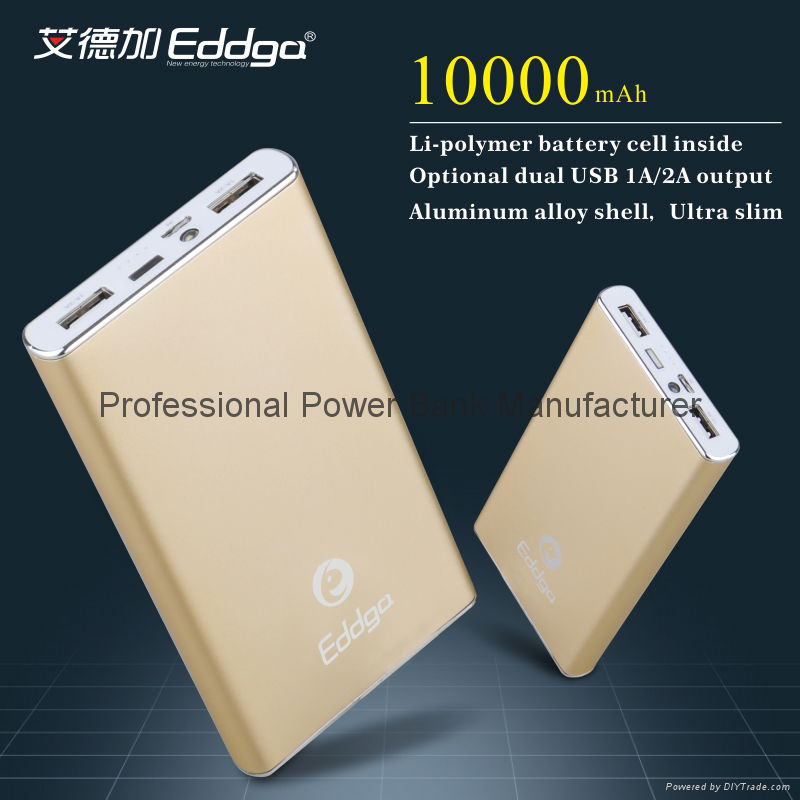 aluminum ultra slim 10000mah portable external mobile charger power bank 5