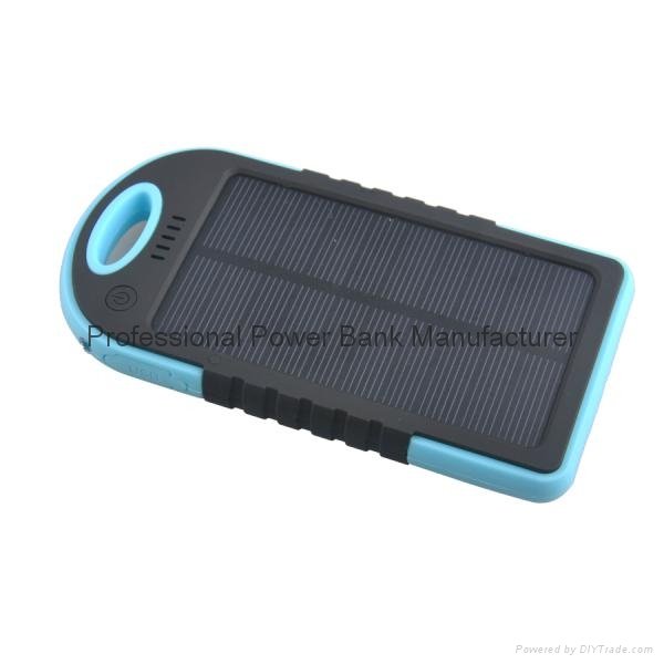 5000mah waterproof portable external solar mobile phone charger power bank 3