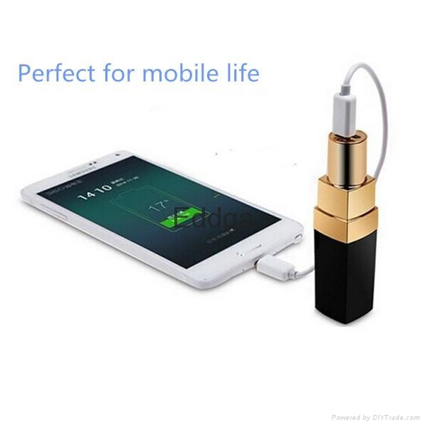 universal external portable smart mini lipstick power bank 2600mah 5