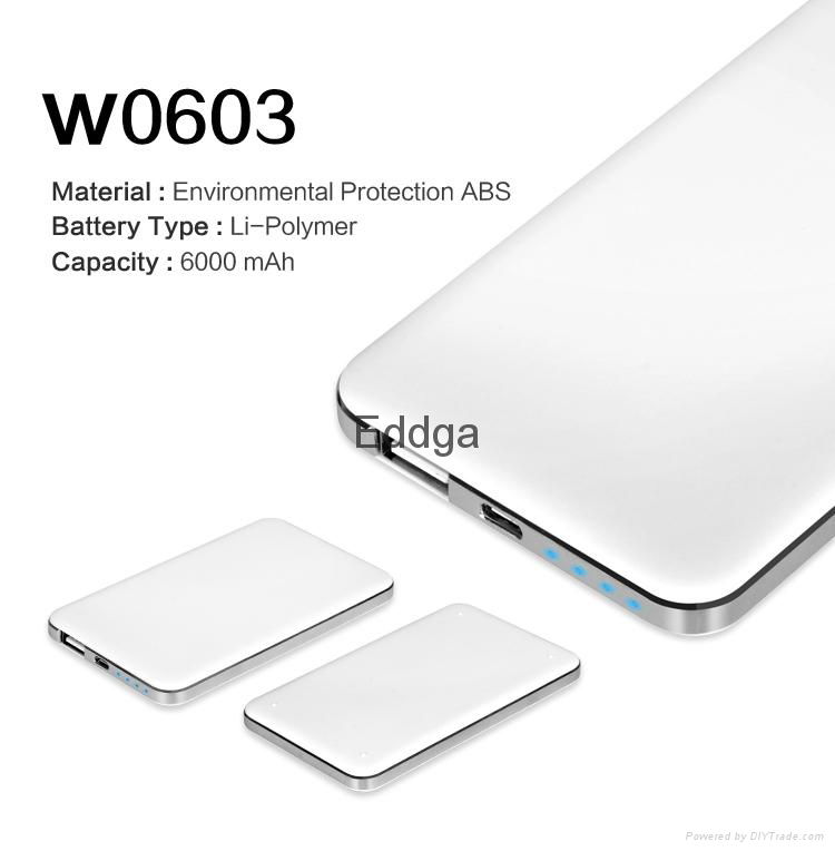 6000mah universal portable external mobile phone credit card power bank