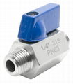 Stainless Steel Blue Handle Mini Ball Valve M/M Threaded