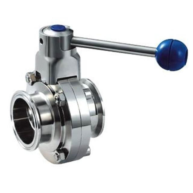 Hygienic Stainless Steel Manual Clamp Butterfly Valve Square Handle 2