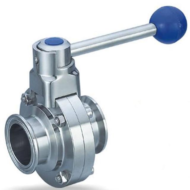 Hygienic Stainless Steel Manual Clamp Butterfly Valve Square Handle 4