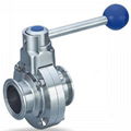 Hygienic Stainless Steel Manual Clamp Butterfly Valve Square Handle 4