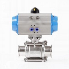 Hygienci Pneumatic Actuated Tri Clamp Bolted Ball Valve Double Acting