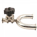 Sanitary Stainless Steel Tri Clamp 3 Way U Bend Diaphragm Valve