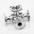 Sanitary Stainless Steel Tee Ports Ball Valve with Mounted Pad