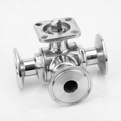 Sanitary Stainless Steel Tee Ports Ball Valve with Mounted Pad