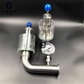 Sanitary SS304 tri clamp adjustable pressure valve with manometer
