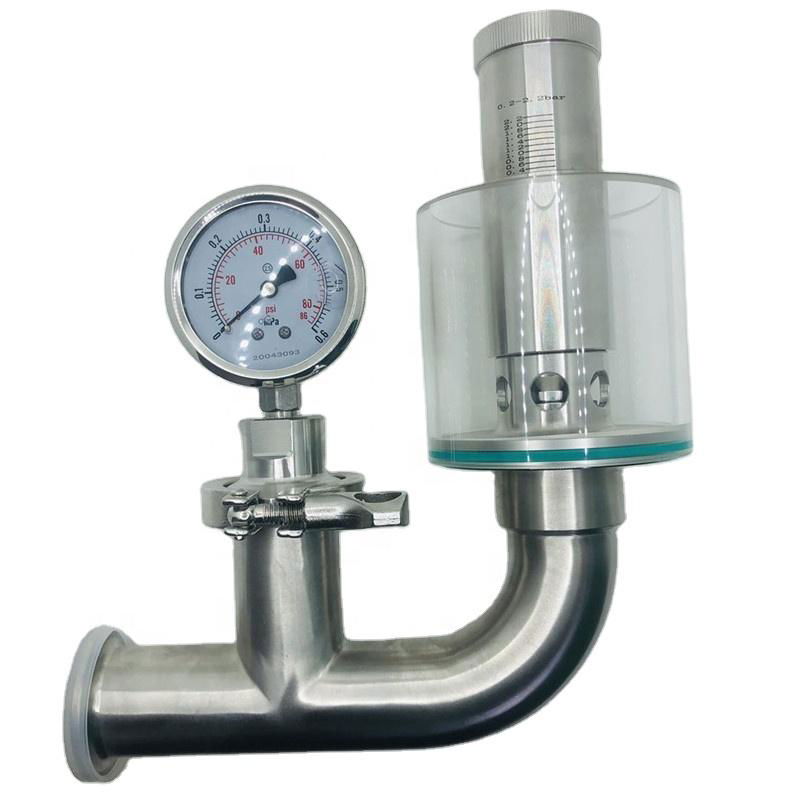 Sanitary Tri Clover Clamp Spunding Valve with Diaphragm Gauge Air Relief Valve 2