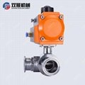 Sanitary SS304 SS316L Pneumatic Actuated 3-Way T or L type Ball Valve  4