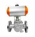 Flanged Double Acting Pneumatic 3 WAY Stainless Steel Ball Valve