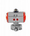 Stainless Steel Pneumatic Actuated 3-Way T or L type Ball Valve