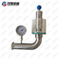 Sanitary SS304 tri clamp adjustable pressure valve with manometer