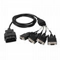 OBDII 16PIN MALE TO DB9P with 4 plugs obd2 obd-ii male y obd to db9 splitter cab 1