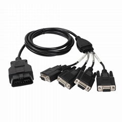 OBDII 16PIN MALE TO DB9P with 4 plugs obd2 obd-ii male y obd to db9 splitter cab