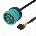 16PIN FEMALE TO J1939 TYPE2 MALE sae j1939 9 pin adapter gnostic cable for truck 2