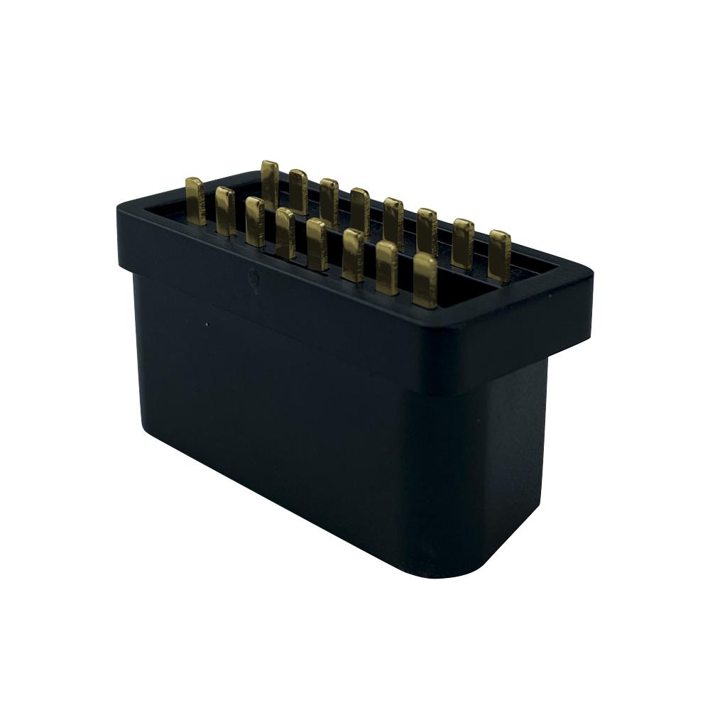 OBDII2黑色焊板公母座16PIN芯针插头 3