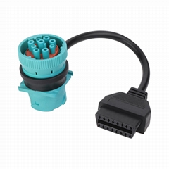 Custom Cables J1939 9Pin TO OBD OBD2 J1962 12-24V Connector Automobile Wiring