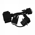 Custom Cables DB15 Female to J1939 9 Pin OBD OBD2 Connector Eld Y Cable Harness