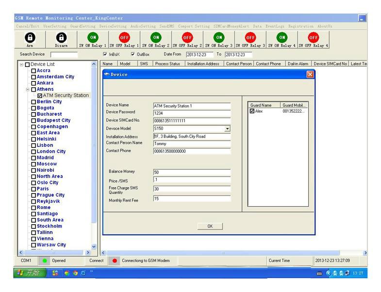 GSM SMS Remote Monitoring Center for infrastructure monitoring model Circuit Diagram