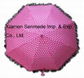 Girls Pink DOT Parasol Straight Umbrella 2