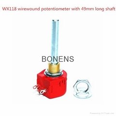 WX118 1W single turn wirewound potentiometer with 49mm long shaft 
