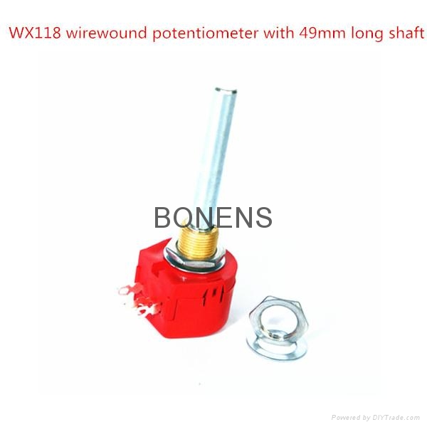 WX118 1W single turn wirewound potentiometer with 49mm long shaft  3