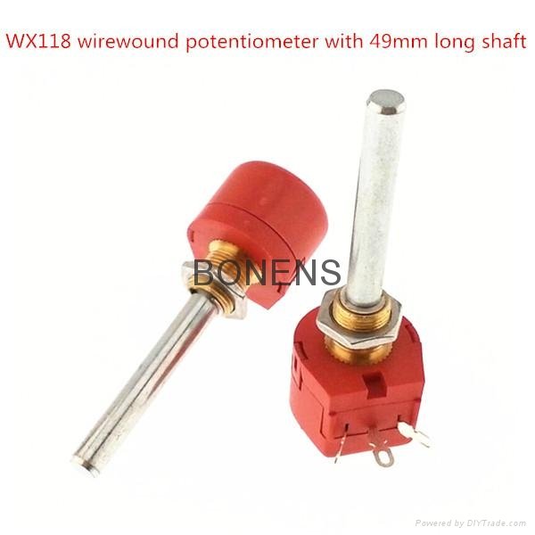 WX118 1W single turn wirewound potentiometer with 49mm long shaft  4