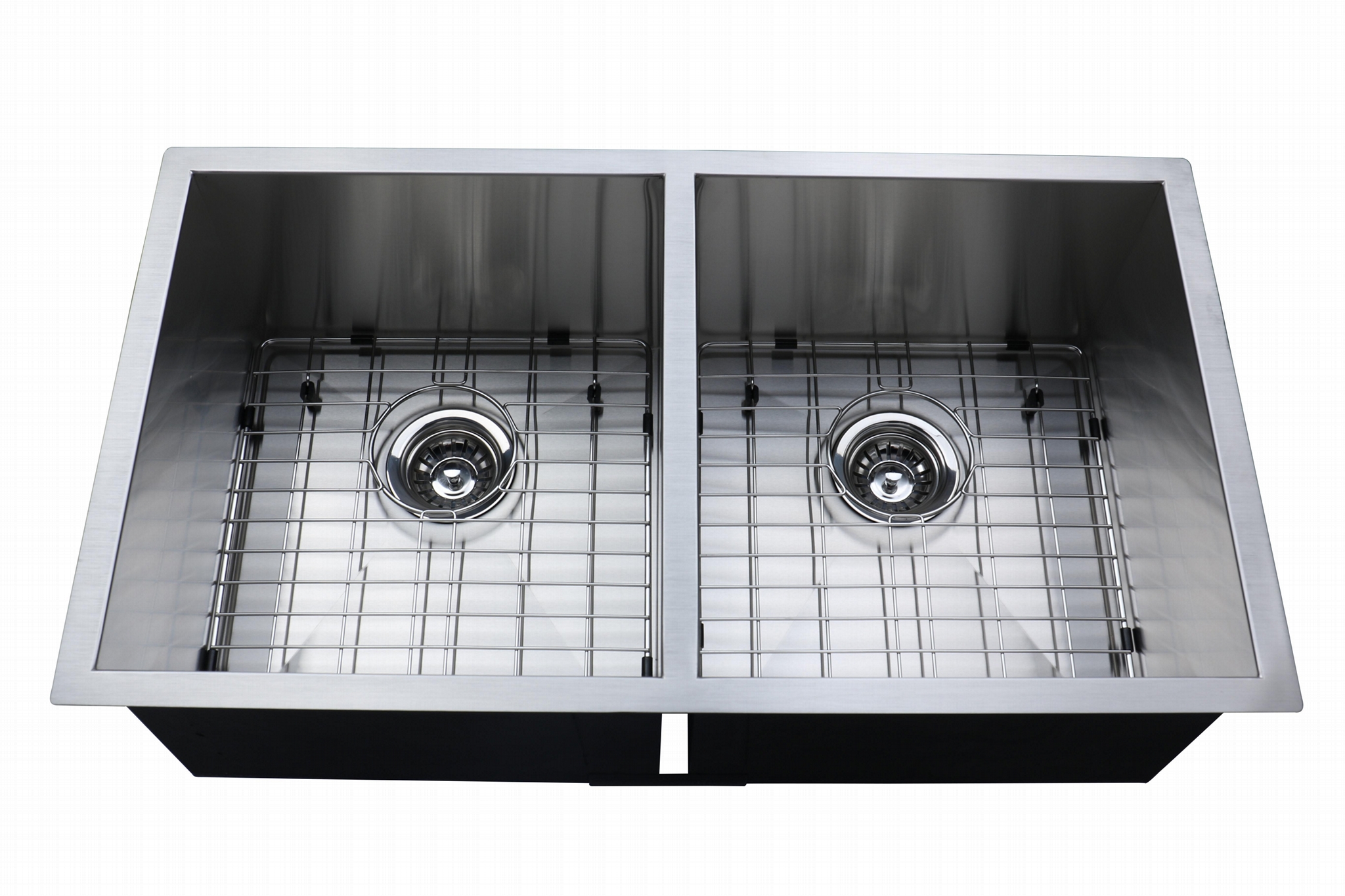 32 Inch Square Undermount Double-bowl Stainless Steel Kitchen Sinks, ZD-3218 2