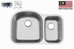 70/30 Undermount Double Bowl Stainless Steel Kitchen Sink, SS-3121L