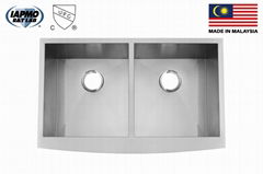 33 Inch Apron Front Double Bowl Kitchen Sink, AD-Z3321