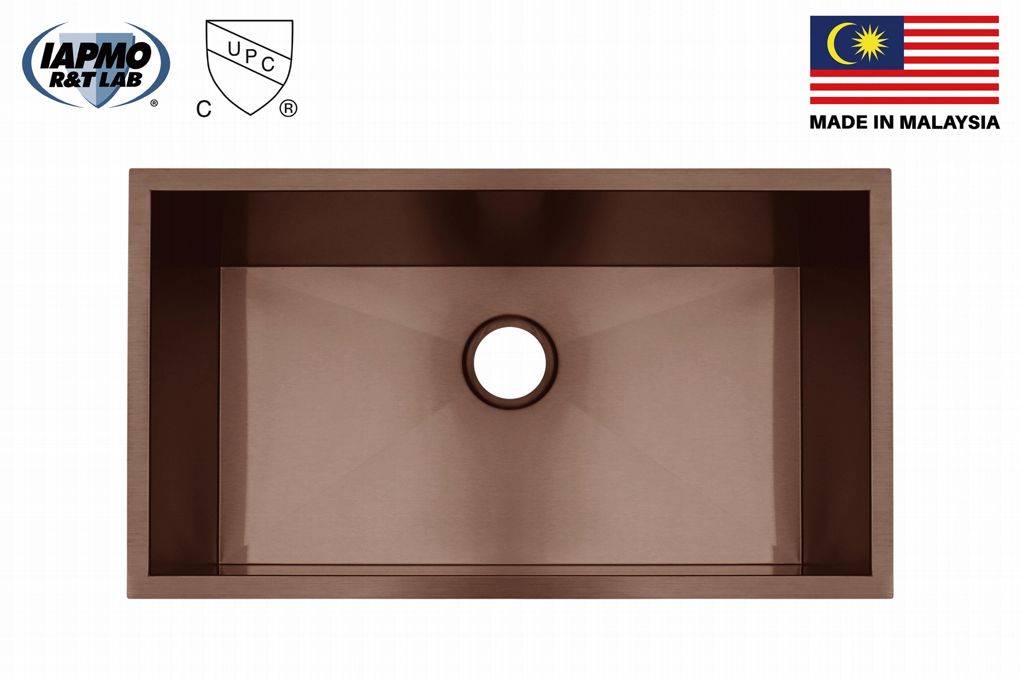 Rose Gold Undermount Single Bowl Nano Coating Sink, ZS-3218-R  1