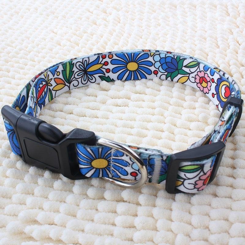 New arrival wholesale custom heat transfer printed polyester dog collar 3
