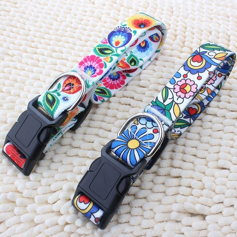 New arrival wholesale custom heat transfer printed polyester dog collar 2
