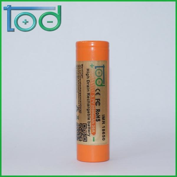 Factory directly sell IMR18650 3.7V 2000mAh 30A High Drain Rechargeable Battery 2