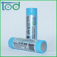 Factory directly sell TOD 18650 3.7V 2200mAh Rechargeable Lithium Battery